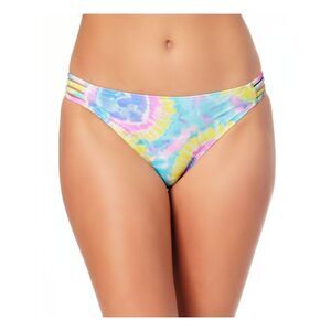 CALIFORNIA WAVES Women's Purple Stretch Strappy Hipster Swimsuit Bottom S